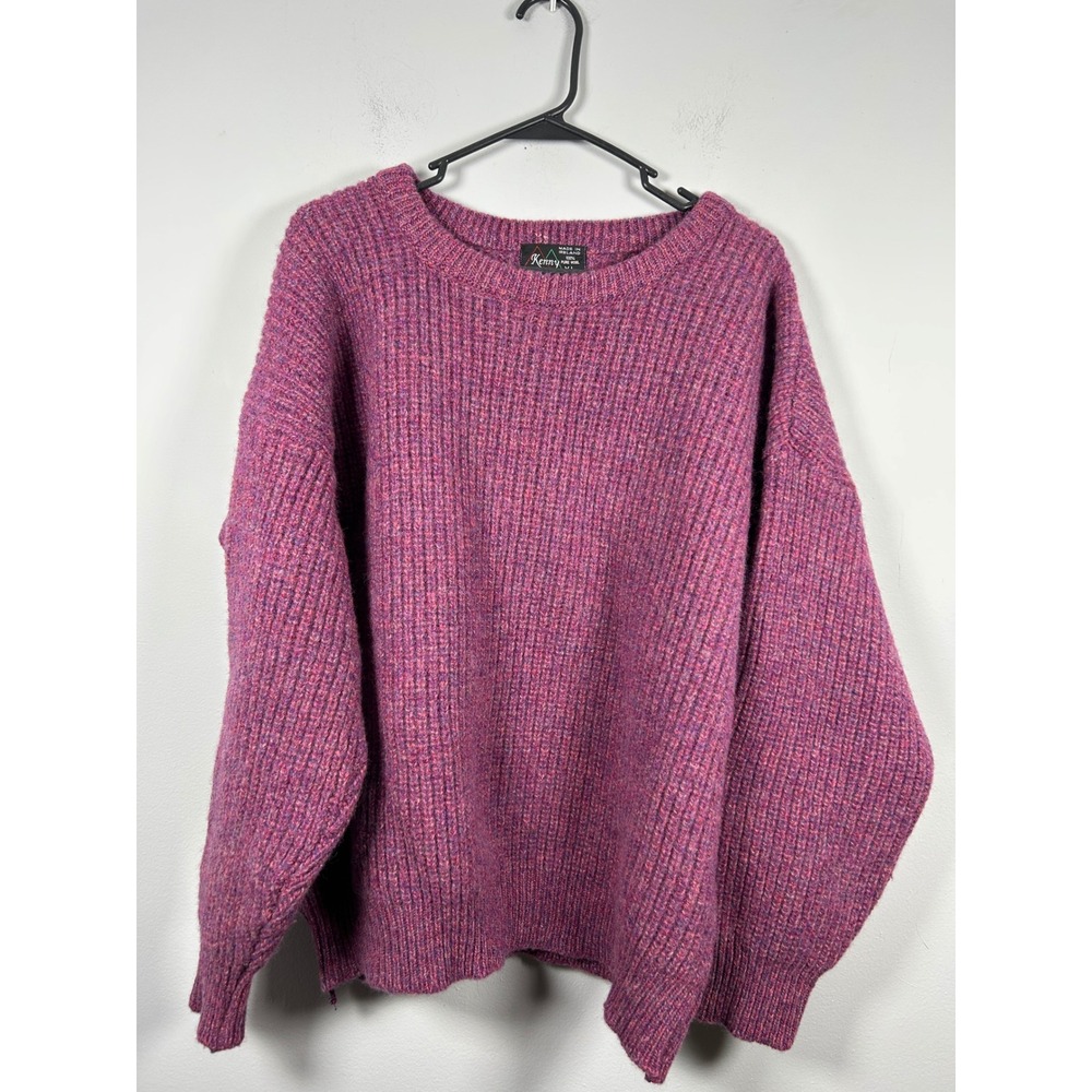 Vintage Kenny Sweater Women's XL Purple 100% Pure Wool Pullover Made in Ireland